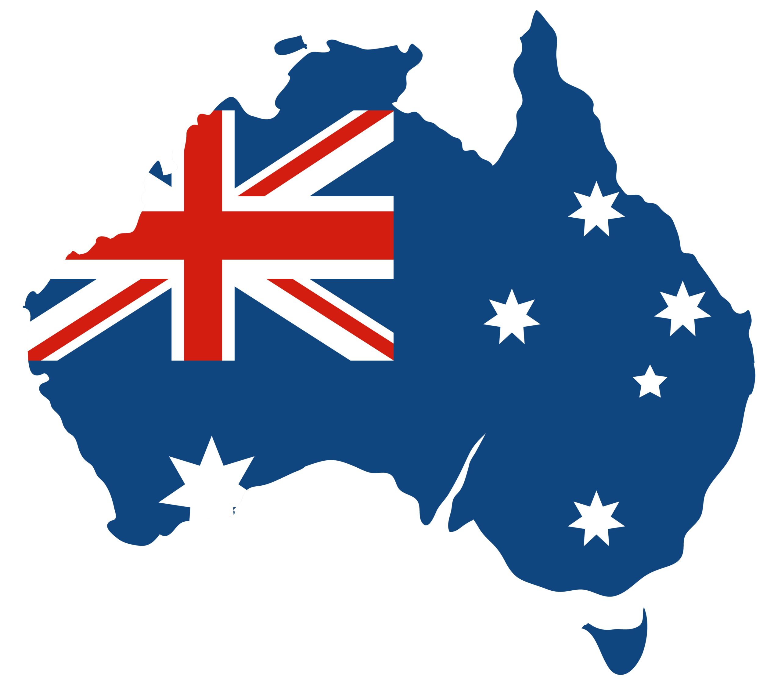 Map of Australia with flag