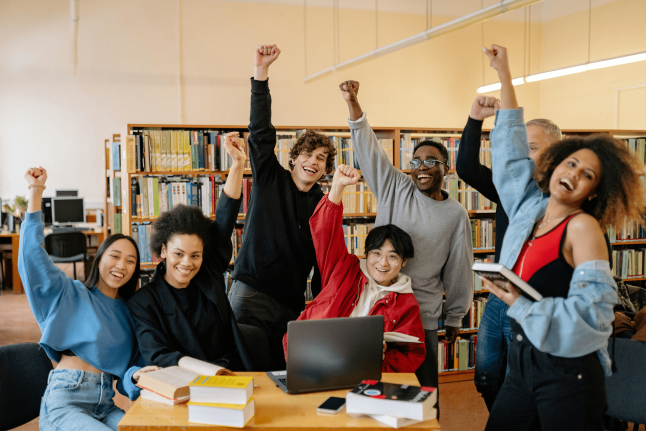 Students celebrating success